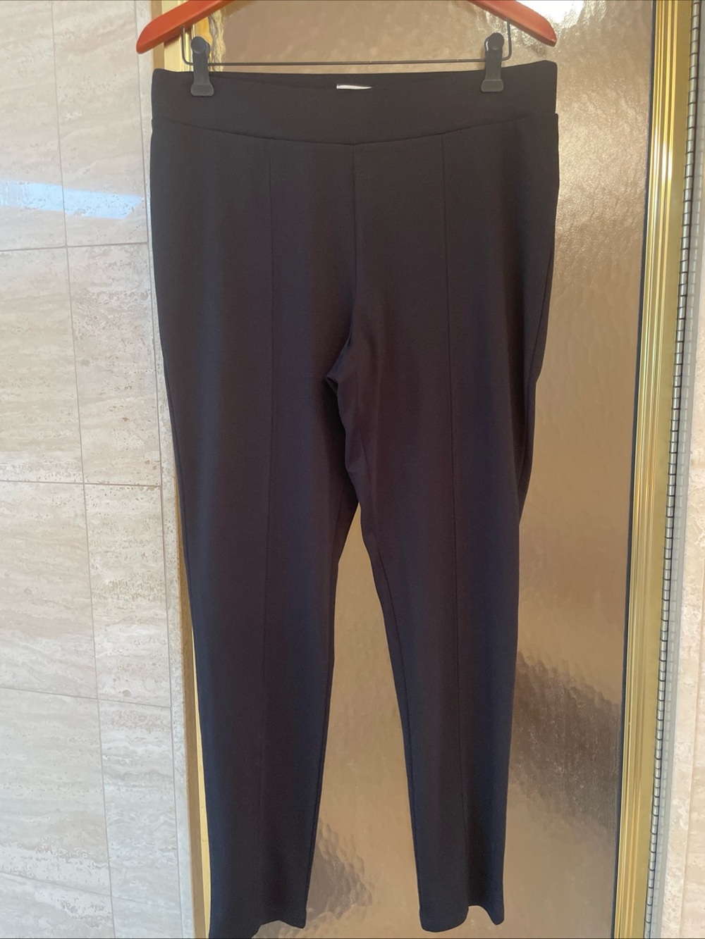 Per Se Women’s Black Stretch Ankle Pants Size Large Elastic Waist Skinny